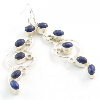 Authentic silver lapis lazuli gemstone earrings